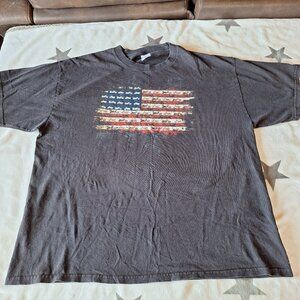 Vintage American Flag Motorcycle Mens Unisex Graphic‎ T-Shirt 2XL 100% Cotton